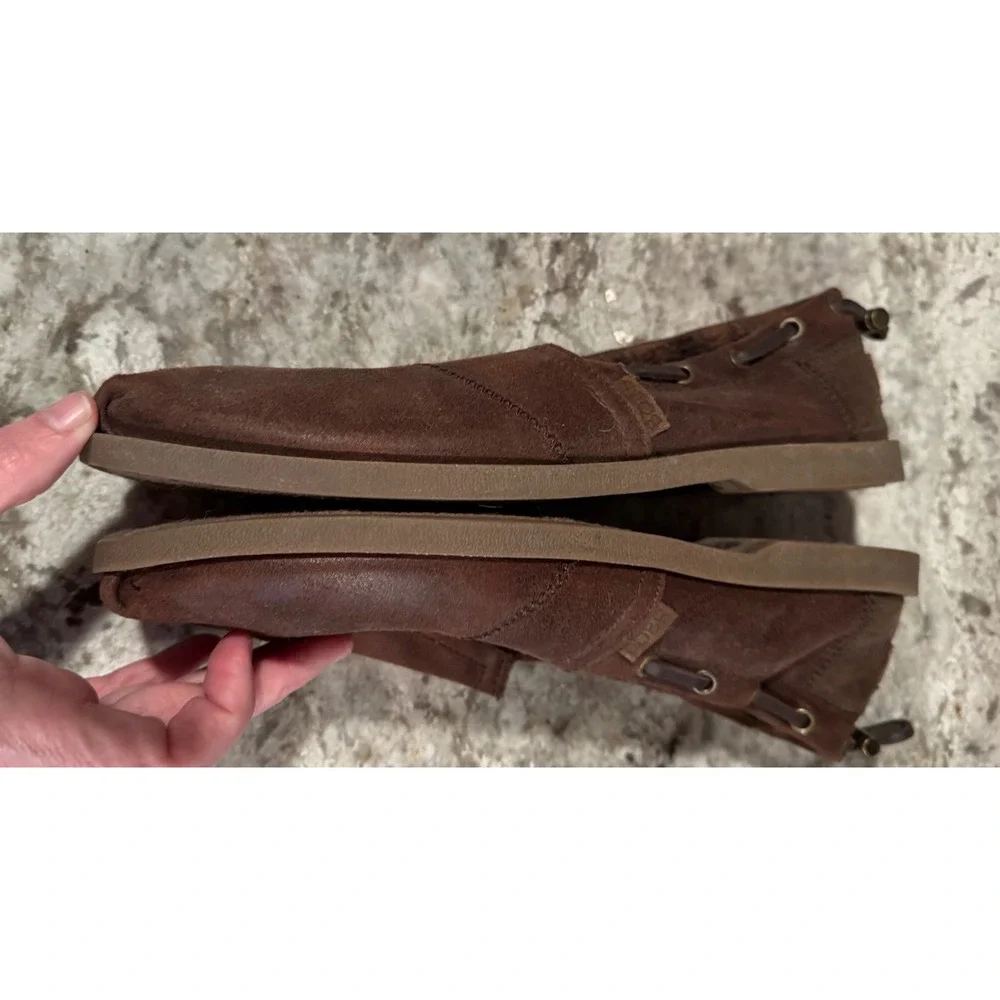 Skechers BOBS Brown Leather Faux Fur Lined Memory Foam Loafers Womens 9.5 - Picture 5 of 10